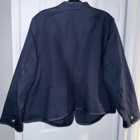 NWT Talbots Plus “Ashley” Navy Blue Twill Military Jacket with Gold Accents - Picture 5 of 14